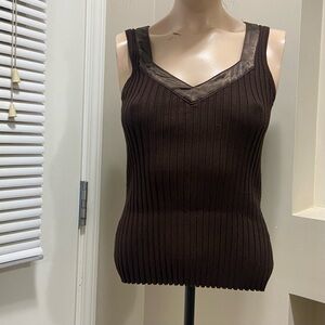 Brown Ribbed Women's Top